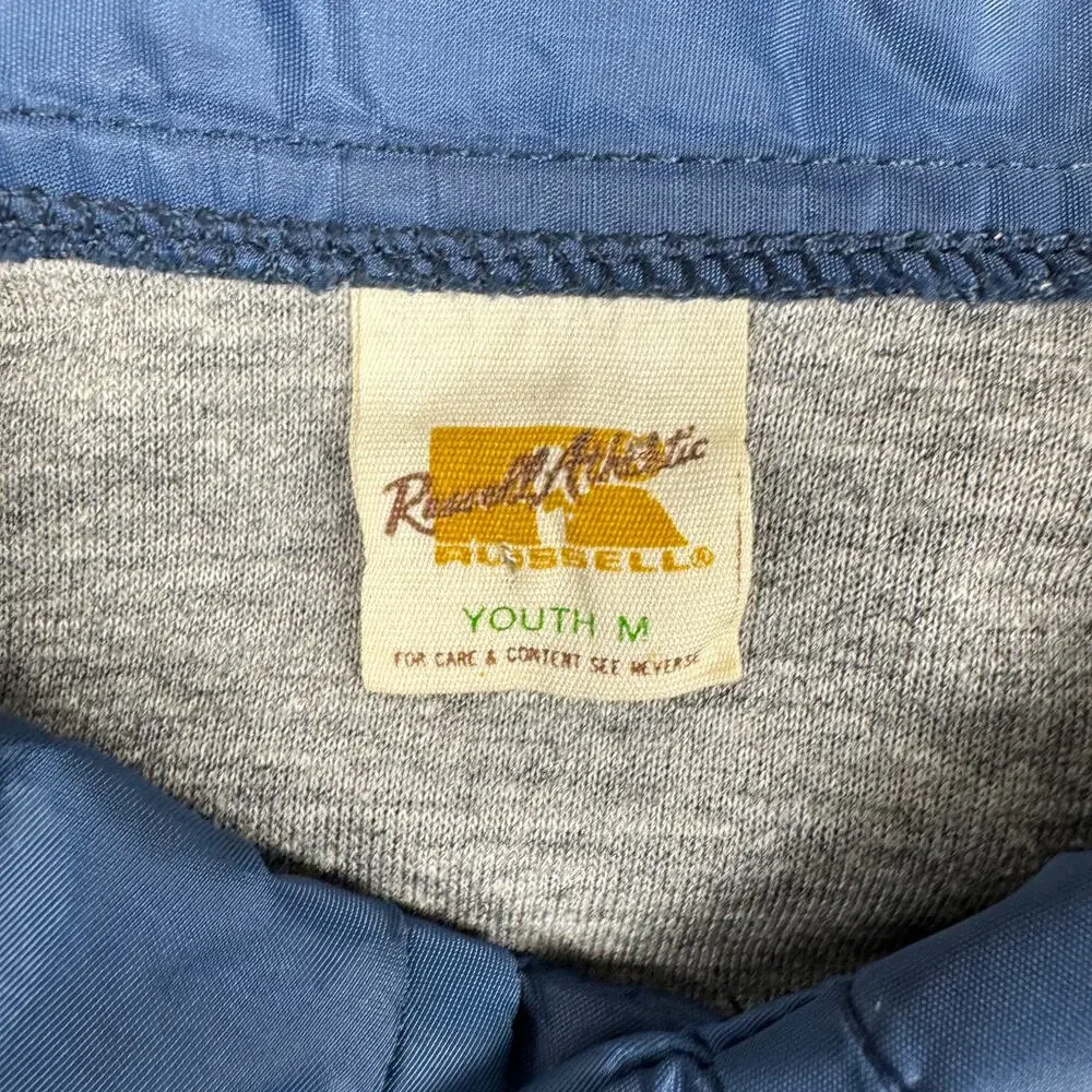 Vtg 70s‎ Russell Athletic Coach Jacket Youth Medium Blue Cavaliers Appliqué